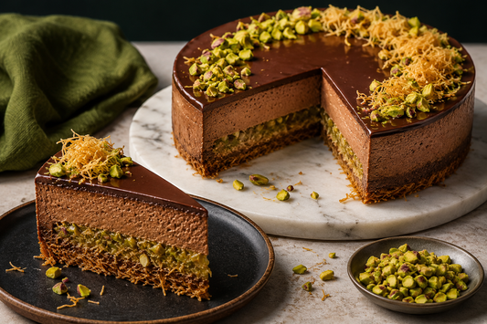 Dubai Chocolate Cheesecake with Kataifi & Pistachio