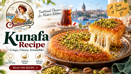 Kunafa Recipe with Crispy Kataifi, Melted Cheese & Pistachios